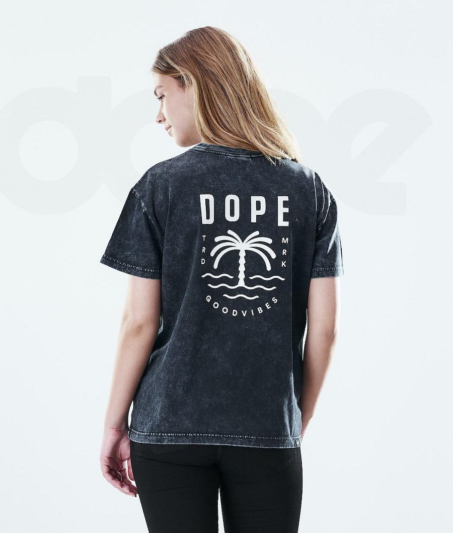 Dope Regular Palm Bleached Donna Magliette Nere | ITHK3767