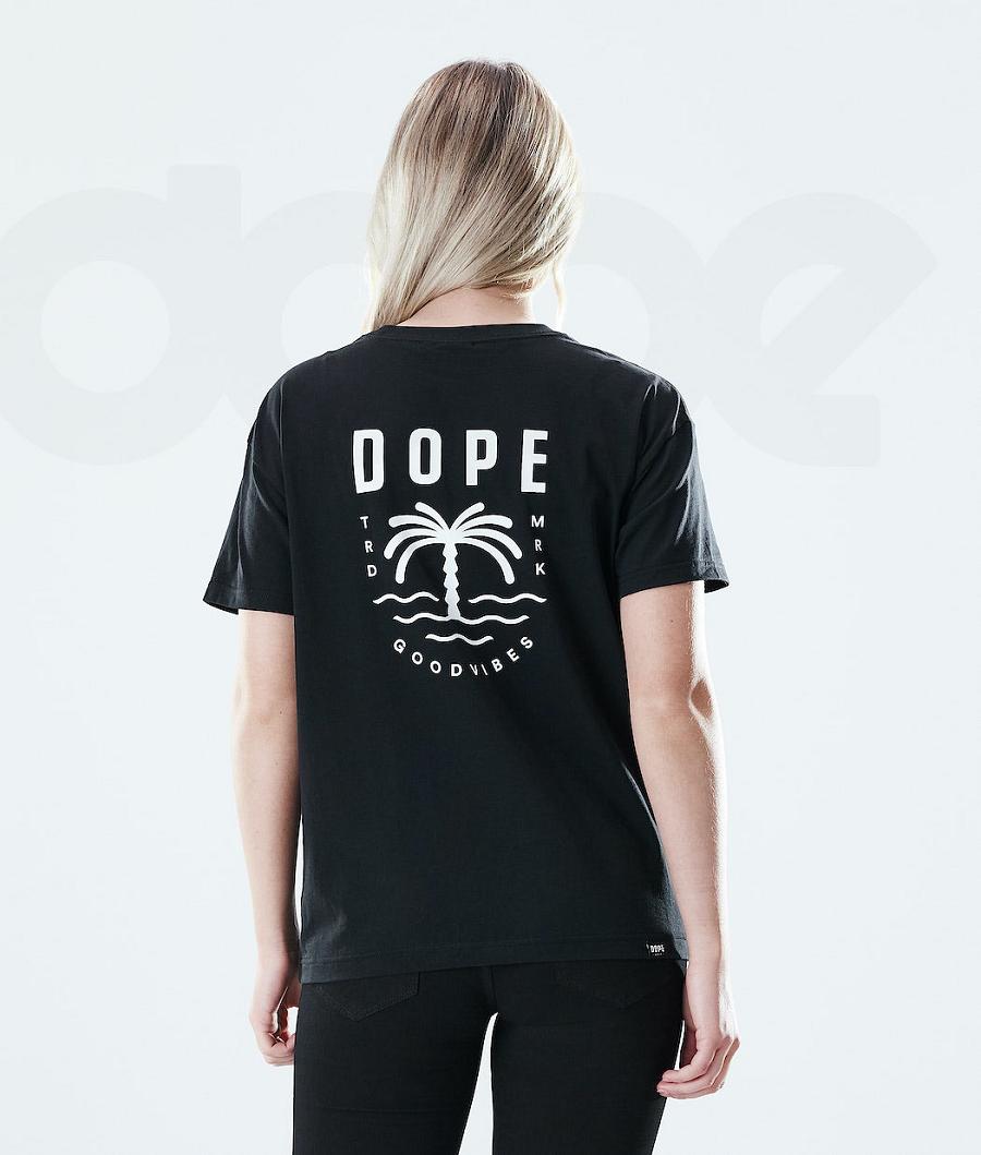 Dope Regular Palm Donna Magliette Nere | ITJJ3766