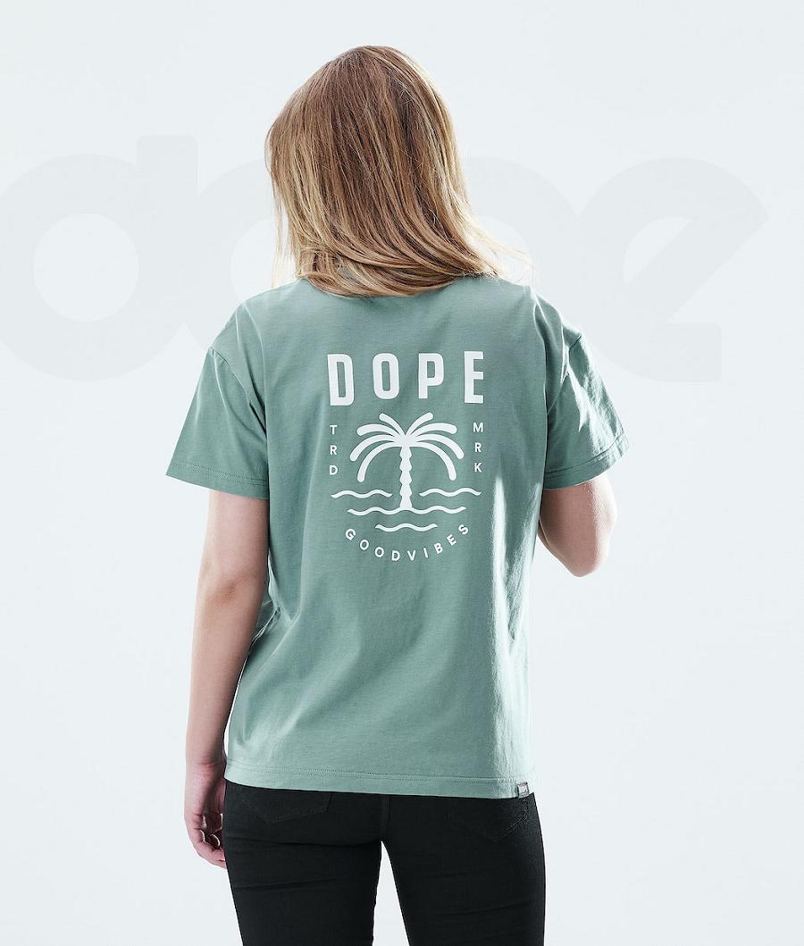 Dope Regular Palm Donna Magliette Verdi | ITLH3764