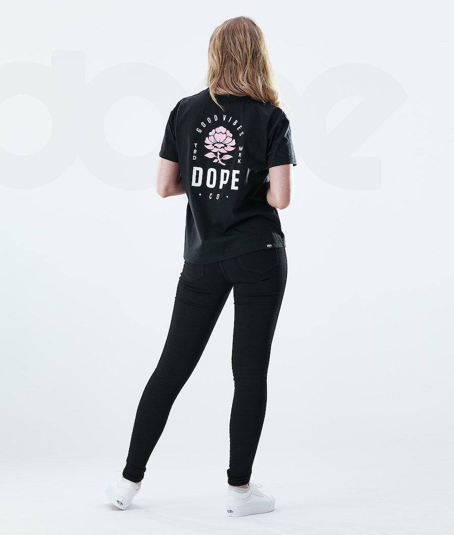 Dope Regular Rose Donna Magliette Nere | ITDN3771