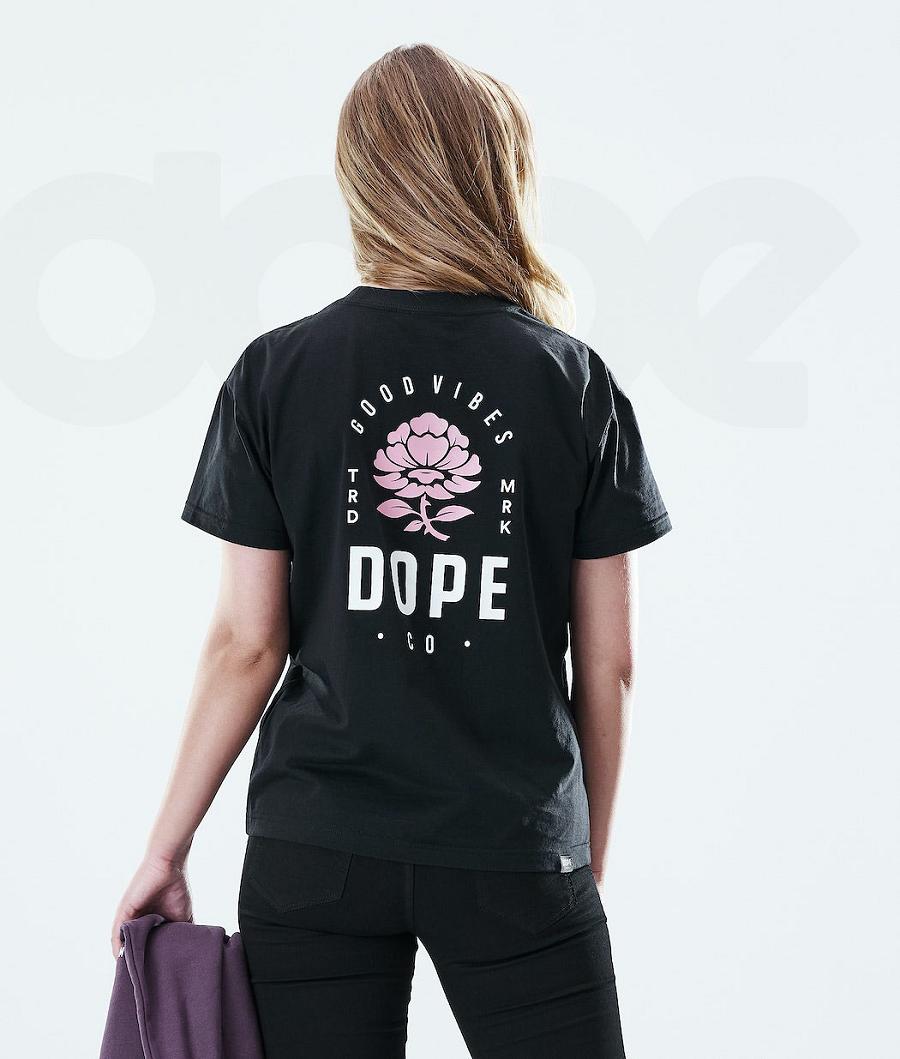 Dope Regular Rose Donna Magliette Nere | ITDN3771